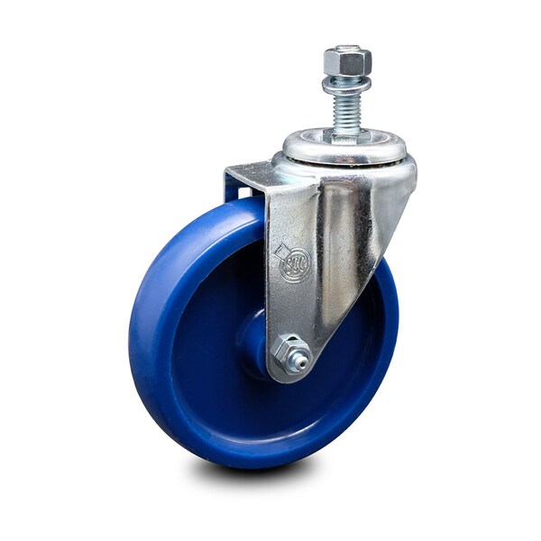 5 Inch Solid Polyurethane Wheel Swivel 1/2 Inch Threaded Stem Caster SCC